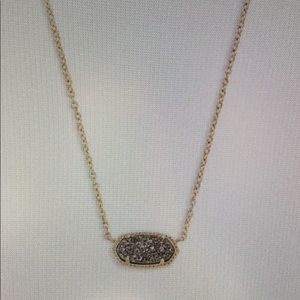 Elisa Gold Pendant Necklace in Platinum Drusy